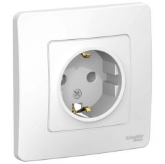 Розетка Систем Электрик (Schneider Electric) 1-м СП Blanca 16 А IP20 250 В с заземлением без шторок белый BLNRS001011