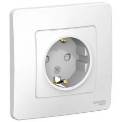 Розетка Систем Электрик (Schneider Electric) 1-м СП Blanca 16 А IP20 250 В с заземлением и шторками белый BLNRS001111