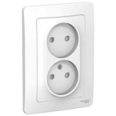 Розетка Систем Электрик (Schneider Electric) 2-м СП Blanca 16 А IP20 250 В без заземления защитные шторки белый BLNRS000121