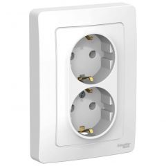 Розетка Систем Электрик (Schneider Electric) 2-м СП Blanca 16 А IP20 250 В с заземлением без защитных шторок белая BLNRS001021