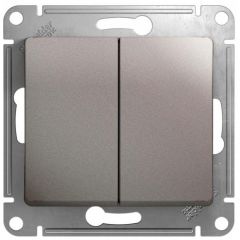 Переключатель проходной Систем Электрик (Schneider Electric) 2-клавиши Glossa 10 А IP20 платина GSL001265