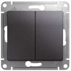 Выключатель Систем Электрик (Schneider Electric) 2-клавиши СП Glossa 10 А IP20 (схема 5) 10AX механизм графит GSL001351