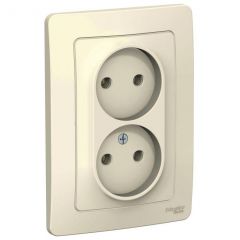 Розетка Систем Электрик (Schneider Electric) 2-м СП Blanca 16 А IP20 250 В без заземления без защитных шторок молочная BLNRS000022