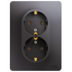 Розетка Систем Электрик (Schneider Electric) 2-м СП Glossa 16 А IP20 250 В с заземлением в сборе графит GSL001324