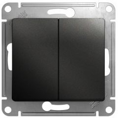 Выключатель Систем Электрик (Schneider Electric) 2-клавиши СП Glossa 10 А IP20 (схема 5) 10AX механизм антрацит GSL000751