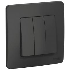Выключатель Систем Электрик (Schneider Electric) 3-клавиши СП Blanca 10 А IP20 (схема 1+1+1) 250 В антрацит BLNVS100506