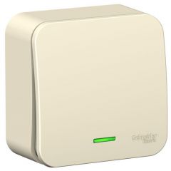 Выключатель Систем Электрик (Schneider Electric) 1-клавиша ОП Blanca 10 А IP20 (схема 1) 250 В с подсветкой с изолирующей пластиной молочный BLNVA101112
