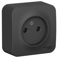 Розетка Систем Электрик (Schneider Electric) 1-м ОП Blanca 16 А IP20 250 В без заземления без шторок с изолирующей пластиной антрацит BLNRA000116