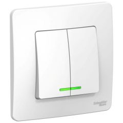 Выключатель Систем Электрик (Schneider Electric) 2-клавиши СП Blanca 10 А IP20 (схема 5) 250 В с подсветкой белый BLNVS010511