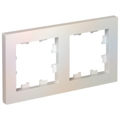 Рамка Систем Электрик (Schneider Electric) 2-м AtlasDesign универсальная жемчужная ATN000402, белая, для электроустановочных устройств