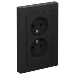 Розетка Систем Электрик (Schneider Electric) 2-м СП AtlasDesign 16 А IP20 без заземления в сборе карбон ATN001020