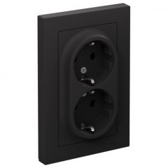 Розетка Систем Электрик (Schneider Electric) 2-м СП AtlasDesign 16 А IP20 с заземлением защитные шторки в сборе карбон ATN001026