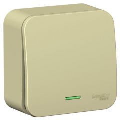 Выключатель Систем Электрик (Schneider Electric) 1-клавиша ОП Blanca 10 А IP20 (схема 1) 250 В с подсветкой с изолирующей пластиной бежевый BLNVA101117