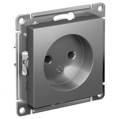 Розетка Систем Электрик (Schneider Electric) 1-м СП AtlasDesign 16 А IP20 без заземления без защитных шторок механизм сталь ATN000941