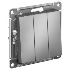 Выключатель Систем Электрик (Schneider Electric) 3-клавиши СП AtlasDesign 10 А IP20 (схема 1+1+1) 10AX механизм сталь ATN000931