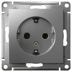 Розетка Систем Электрик (Schneider Electric) 1-м СП AtlasDesign 16 А IP20 с заземлением механизм сталь ATN000943