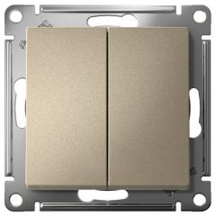 Переключатель проходной Систем Электрик (Schneider Electric) 2-клавиши СП AtlasDesign 10 А IP20 (схема 6/2) 10AX механизм шампань ATN000565