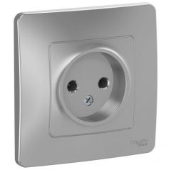 Розетка Систем Электрик (Schneider Electric) 1-м СП Blanca 16 А IP20 250 В без заземления без защитных шторок алюминий BLNRS000013