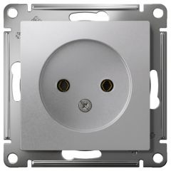 Розетка Систем Электрик (Schneider Electric) 1-м СП AtlasDesign 16 А IP20 без заземления без защитных шторок механизм алюминий ATN000341