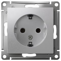 Розетка Систем Электрик (Schneider Electric) 1-м СП AtlasDesign 16 А IP20 с заземлением механизм алюминиевая ATN000343