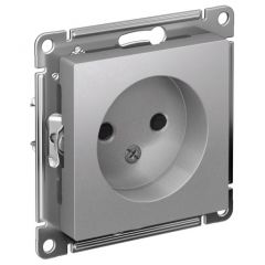 Розетка Систем Электрик (Schneider Electric) 1-м СП AtlasDesign 16 А IP20 без заземления защитные шторки механизм алюминий ATN000349