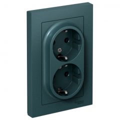 Розетка Систем Электрик (Schneider Electric) 2-м СП AtlasDesign 16 А IP20 с заземлением в сборе изумруд ATN000824