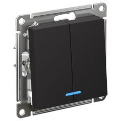 Выключатель Систем Электрик (Schneider Electric) 2-клавиши СП AtlasDesign 10 А IP20 (схема 5а) 10AX с подсветкой механизм карбон ATN001053