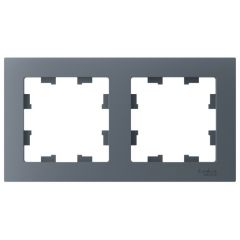 Рамка Систем Электрик (Schneider Electric) 2-м AtlasDesign универсальная грифель ATN000702, серая, для электроустановочных устройств