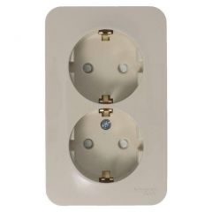 Розетка Систем Электрик (Schneider Electric) 2-м ОП Blanca 16 А IP20 250 В с заземлением и шторками BLNRA011217 бежевая