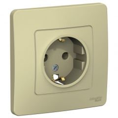 Розетка Систем Электрик (Schneider Electric) 1-м СП Blanca 16 А IP20 250 В с заземлением без защитных шторок бежевая BLNRS001017