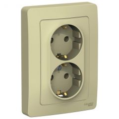 Розетка Систем Электрик (Schneider Electric) 2-м СП Blanca 16 А IP20 250 В с заземлением без защитных шторок бежевая BLNRS001027