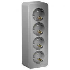 Розетка Систем Электрик (Schneider Electric) 4-м ОП Blanca 16 А IP20 250 В с заземлением и шторками BLNRA011413 алюминий