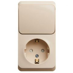 Блок Систем Электрик (Schneider Electric) ОП Этюд ETUDE (1-м розетка с заземлением защитные шторки + 1-клавиша выклавиши) кремовый BPA16-201K
