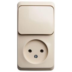 Блок Систем Электрик (Schneider Electric) ОП Этюд ETUDE (1-м розетка без заземления + 1-клавиша выклавиши) кремовый BPA16-204K
