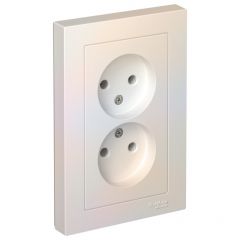 Розетка Систем Электрик (Schneider Electric) 2-м СП AtlasDesign 16 А IP20 без заземления в сборе жемчужная ATN000420
