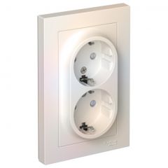 Розетка Систем Электрик (Schneider Electric) 2-м СП AtlasDesign 16 А IP20 с заземлением защитные шторки в сборе жемчужная ATN000426