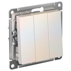 Выключатель Систем Электрик (Schneider Electric) 3-клавиши СП AtlasDesign 10 А IP20 (схема 1+1+1) 10AX механизм жемчужный ATN000431