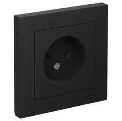 Розетка Систем Электрик (Schneider Electric) 1-м СП AtlasDesign 16 А IP20 без заземления в сборе карбон ATN001040