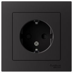 Розетка Систем Электрик (Schneider Electric) 1-м СП AtlasDesign 16 А IP20 с заземлением защитные шторки в сборе карбон ATN001044