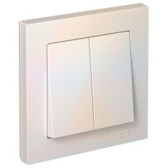 Выключатель Систем Электрик (Schneider Electric) 2-клавиши СП AtlasDesign 10 А IP20 (схема 5) 10AX в сборе жемчужный ATN000452