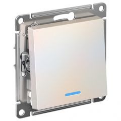 Переключатель проходной Систем Электрик (Schneider Electric) 1-клавиша AtlasDesign 10 А IP20 с подсветкой жемчуг ATN000463