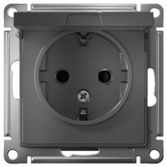 Розетка Систем Электрик (Schneider Electric) 1-м СП AtlasDesign 16 А IP20 с заземлением защитные шторки с крышкой механизм сталь ATN000946