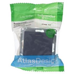 Выключатель Систем Электрик (Schneider Electric) 1-клавиша СП AtlasDesign 10 А IP20 (схема 1а) 10AX с подсветкой грифель ATN000713