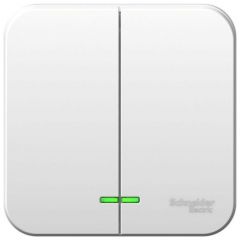 Выключатель Систем Электрик (Schneider Electric) 2-клавиши ОП Blanca 10 А IP20 (схема 5) 250 В с подсветкой с изолирующей пластиной белый BLNVA105111