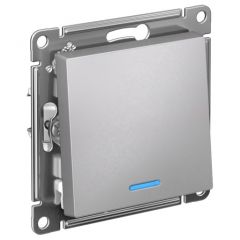 Переключатель проходной Систем Электрик (Schneider Electric) 1-клавиша AtlasDesign 10 А IP20 с подсветкой алюминий ATN000363