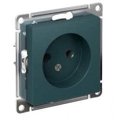 Розетка Систем Электрик (Schneider Electric) 1-м СП AtlasDesign 16 А IP20 без заземления без защитных шторок механизм изумруд ATN000841