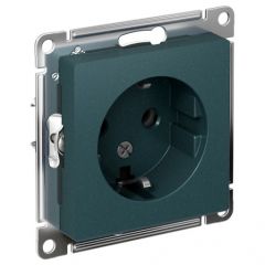 Розетка Систем Электрик (Schneider Electric) 1-м СП AtlasDesign 16 А IP20 с заземлением механизм изумруд ATN000843
