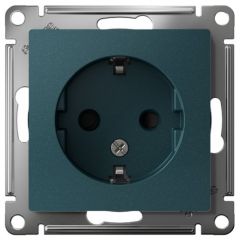 Розетка Систем Электрик (Schneider Electric) 1-м СП AtlasDesign 16 А IP20 с заземлением защитные шторки механизм изумруд ATN000845