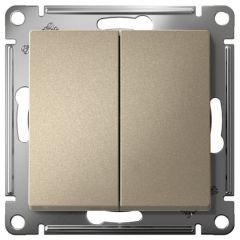 Выключатель Систем Электрик (Schneider Electric) 2-клавиши СП AtlasDesign 10 А IP20 (схема 5) 10AX механизм шампань ATN000551