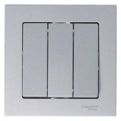 Выключатель Систем Электрик (Schneider Electric) 3-клавиши СП AtlasDesign 10 А IP20 (схема 1+1+1) 10AX механизм алюминиевый ATN000331